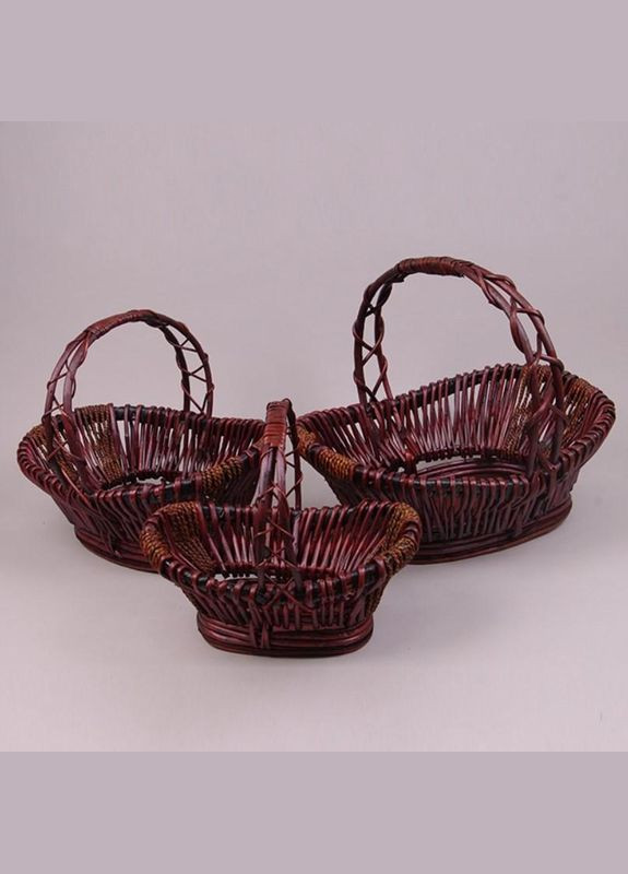 Комплект коричневих кошиків з лози 3 шт. 38955 Flora (320664119)