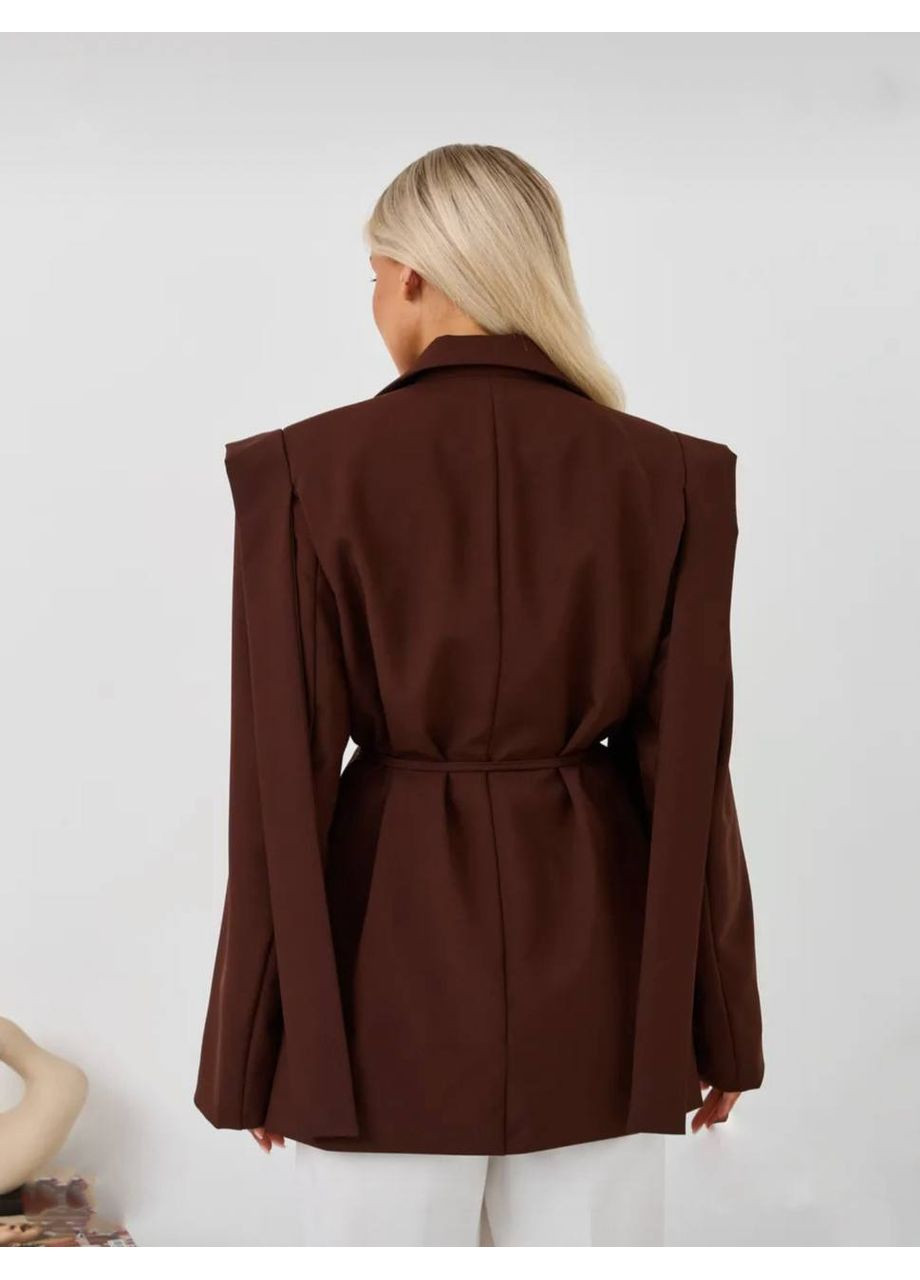 Коричневый женский женский пиджак Гермес однотонный - всесезон