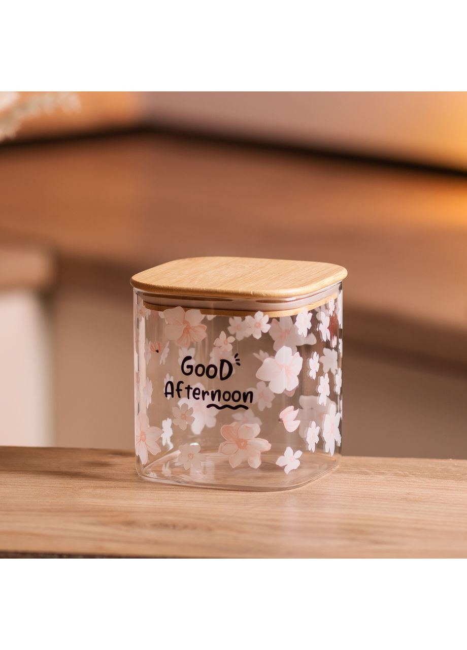 Банка для сыпучих продуктов с бамбуковой крышкой 800 мл емкость для сыпучих стекло HP-34-25 (A-046233) Yiwu (369475213)