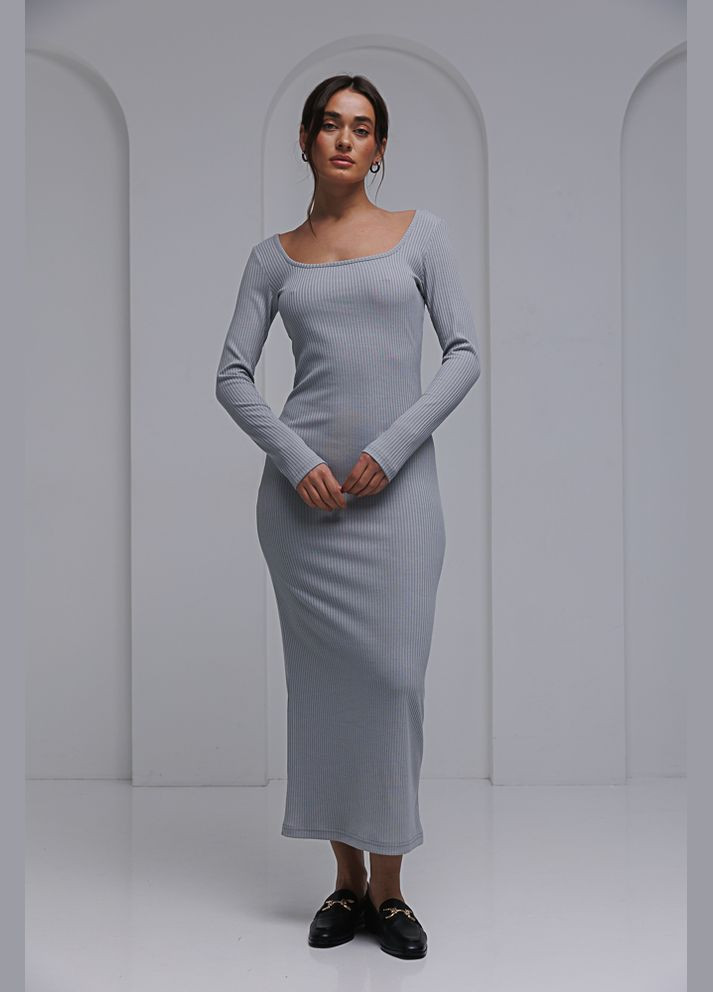 Оливковое платье из трикотажа в рубчик Arjen