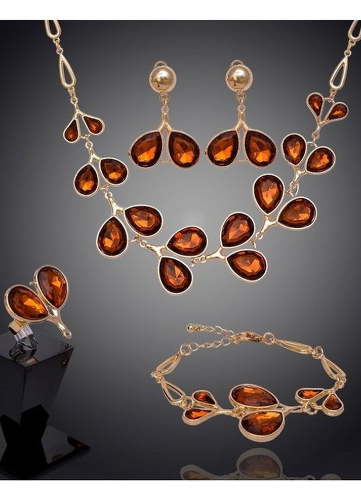 Комплект 4 украшений с кристаллами Карамель,4866 No Brand (365730736)