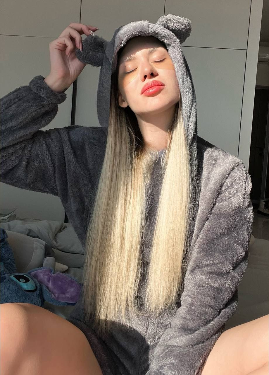 Графітова зимня тепла жіноча піжама махрова біла світшот + шорти No Brand