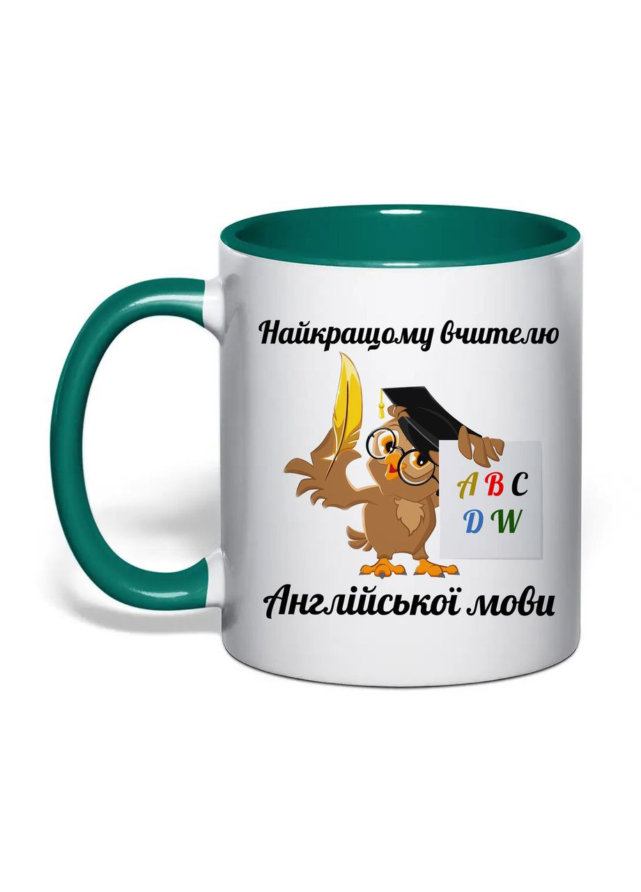Чашка с печатью "Лучшему учителю английского языка" 330 мл (цвет тёмно-зеленый) (31751) No Brand (362506526)