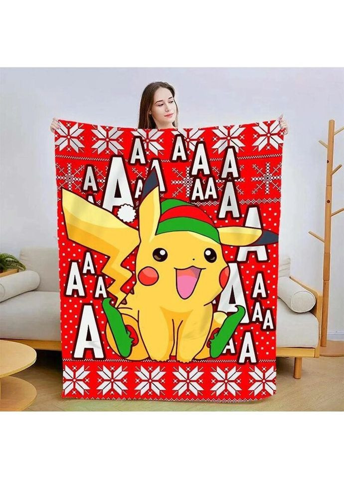 Плед 3D новогодний Новогодний Пикачу 3211_B 15469 135х160 см FlexDress (335978843)