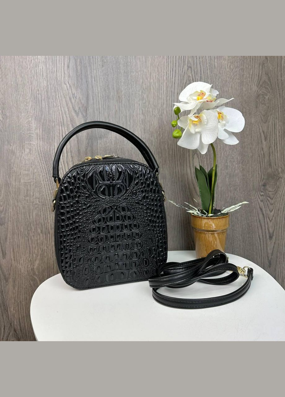 Модная женская сумочка овальная рептилия, полукруглая сумка на плечо крокодил лаковая No Brand (334730999)