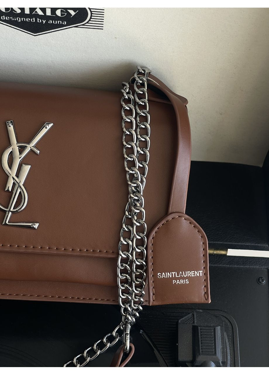 Жіноча сумка YSL коричневий срібло клатч No Brand (369935361)