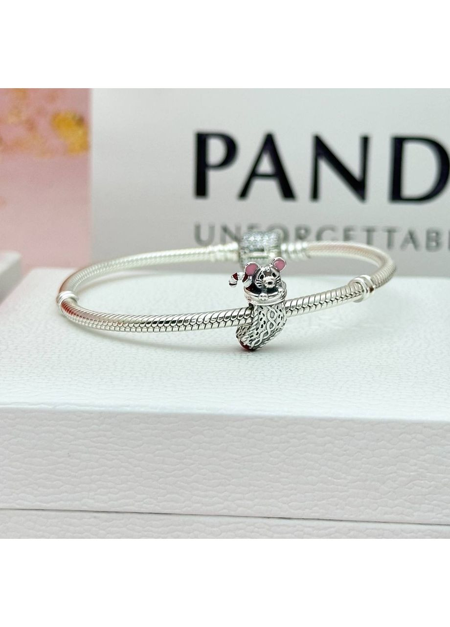 Срібний шарм Пандора "Святкова миша та панчоха" 792366C01 Kabluchka (355347684)
