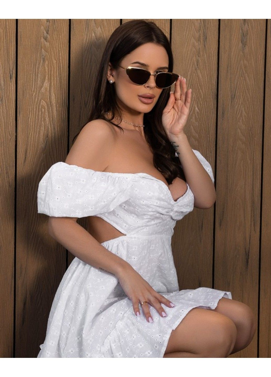 Белое повседневный платья sa-530 белый ISSA PLUS