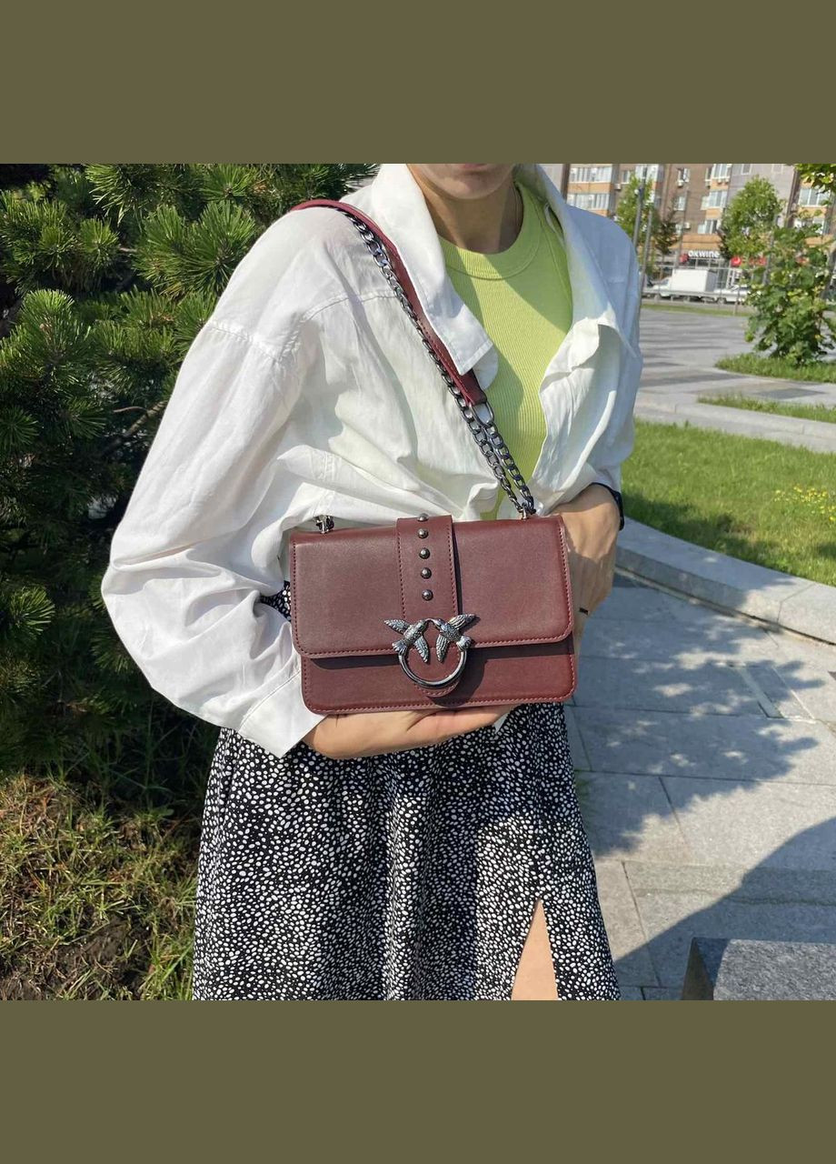 Женская мини сумочка клатч на плечо в стиле Pinko, белая сумка на цепочке с птичками No Brand (334731044)