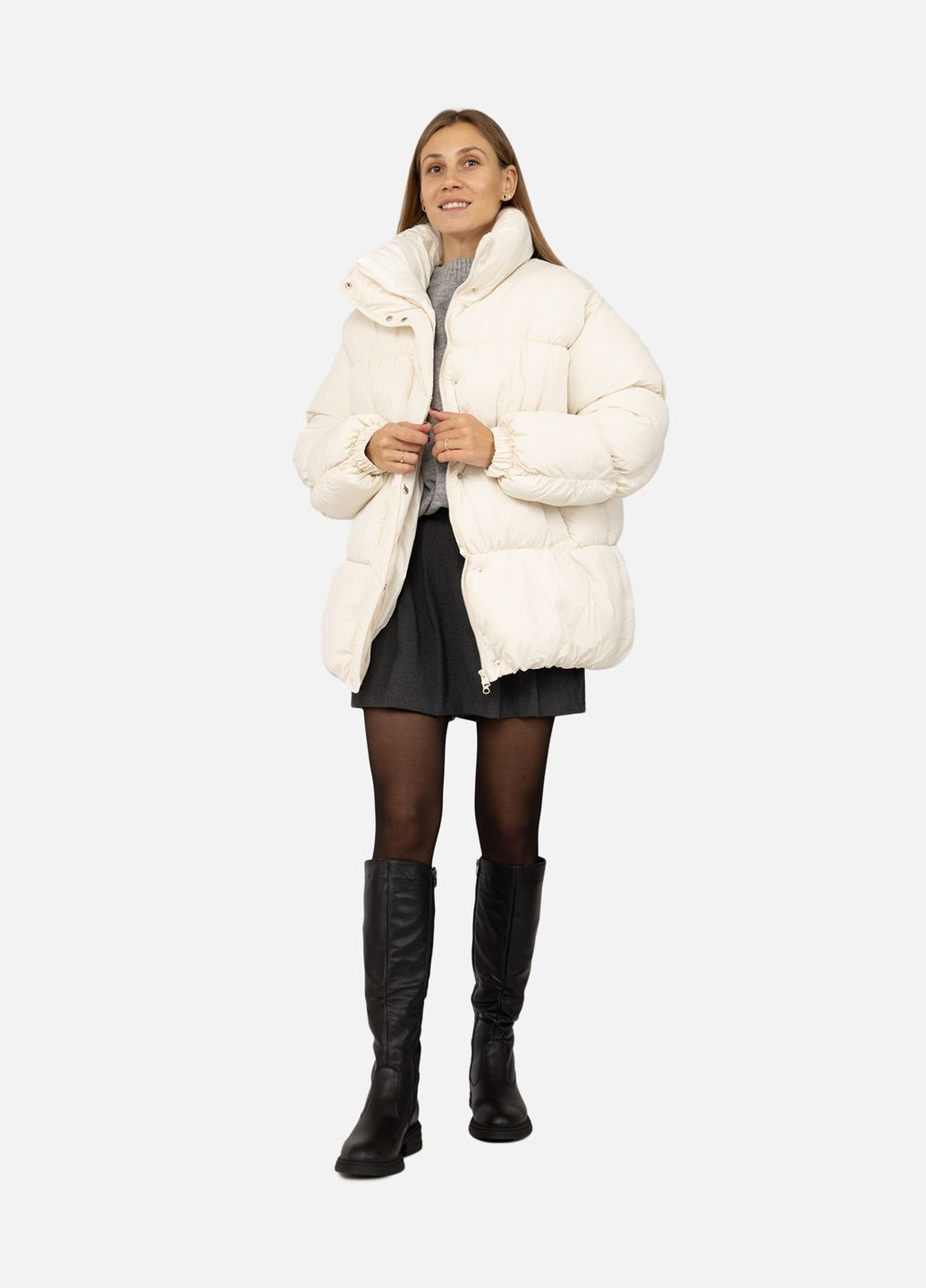 Молочна зимня жіноча куртка колір молочний цб-00259689 Yuki