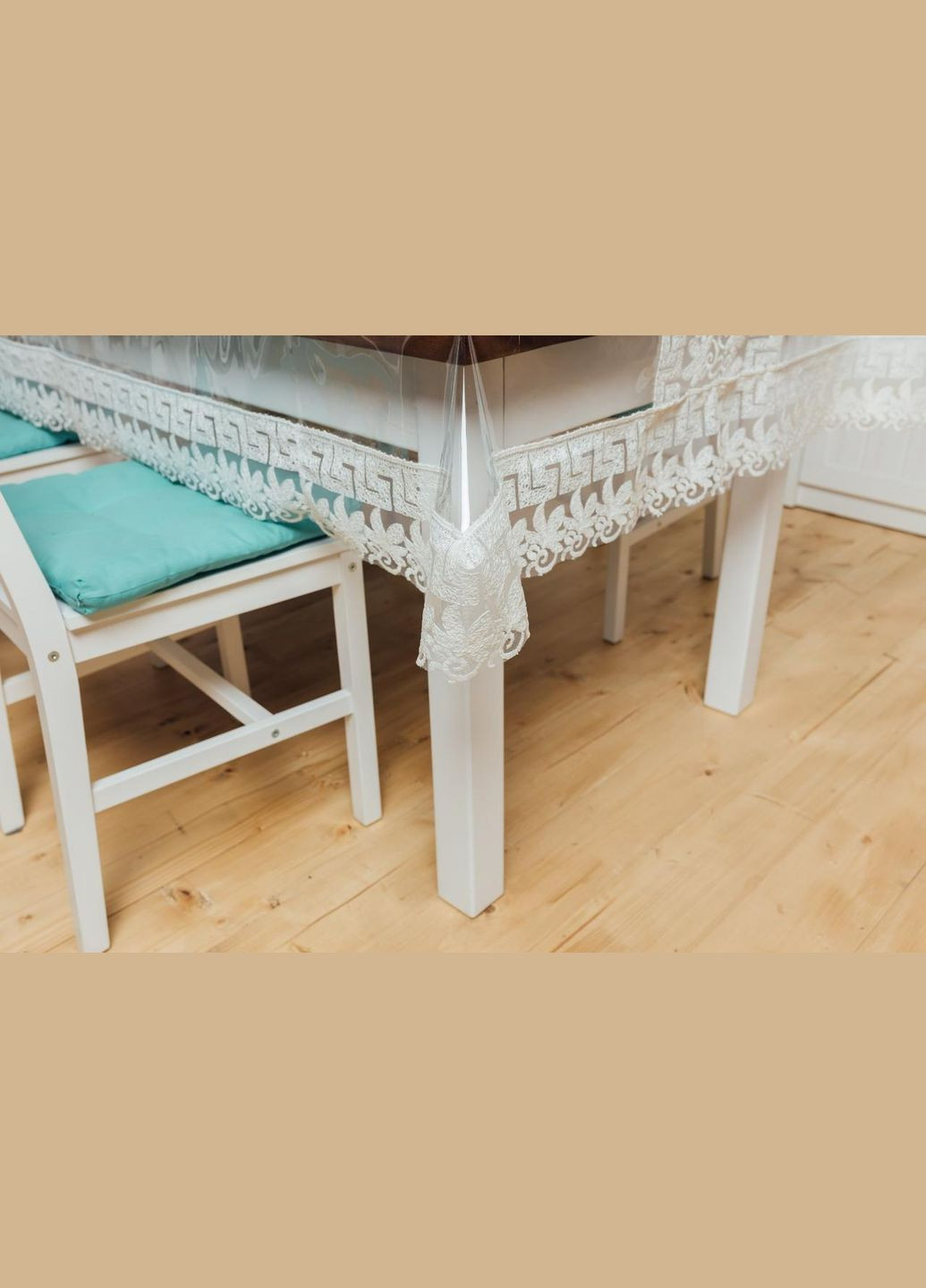 Силіконова скатертина Молочний Версаче Мереживо 110*90см Royal House (315144672)