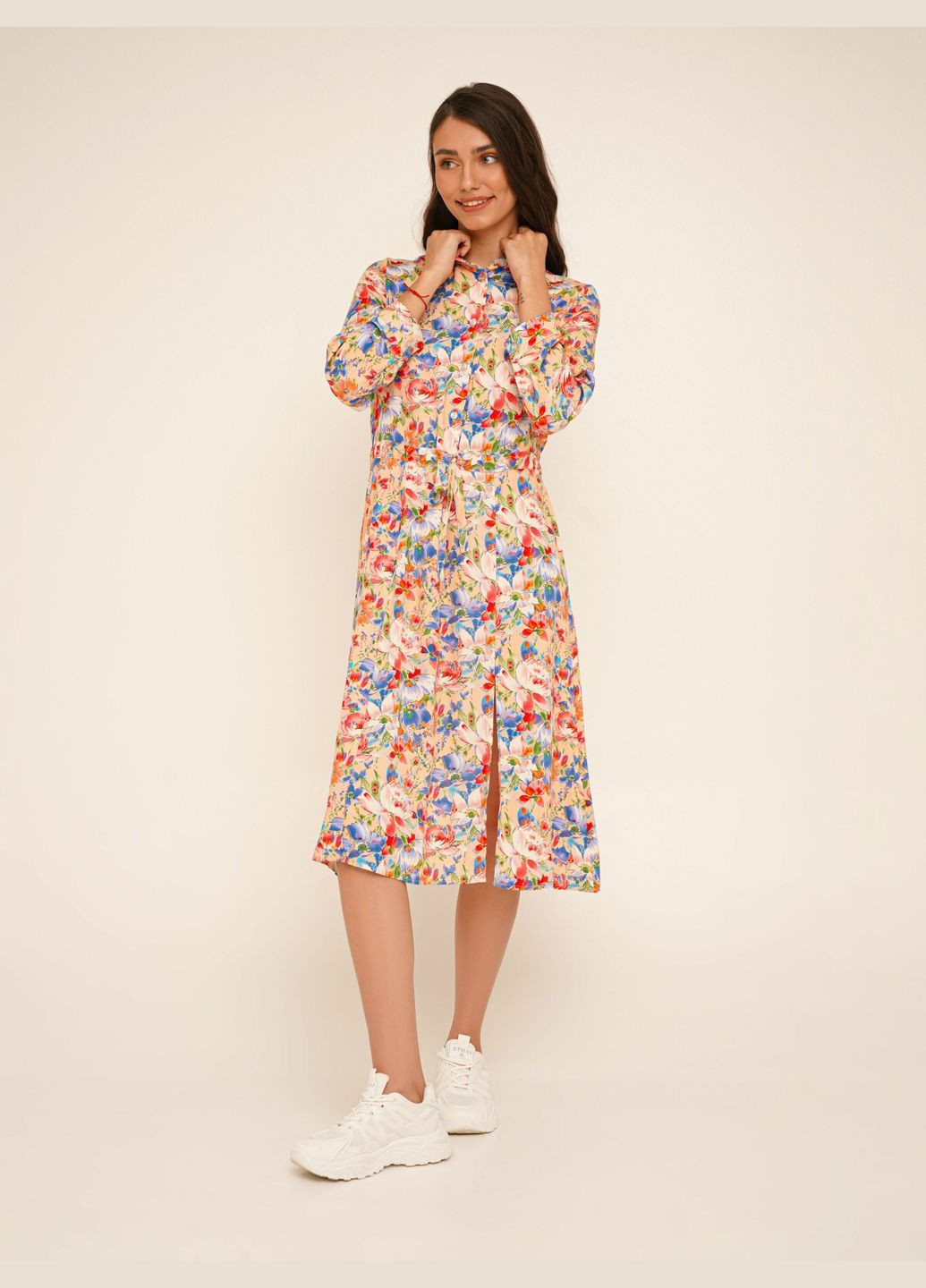 Молочное повседневный платье с узором женское wtc02308 молочный shop (2000990665720) LAWA