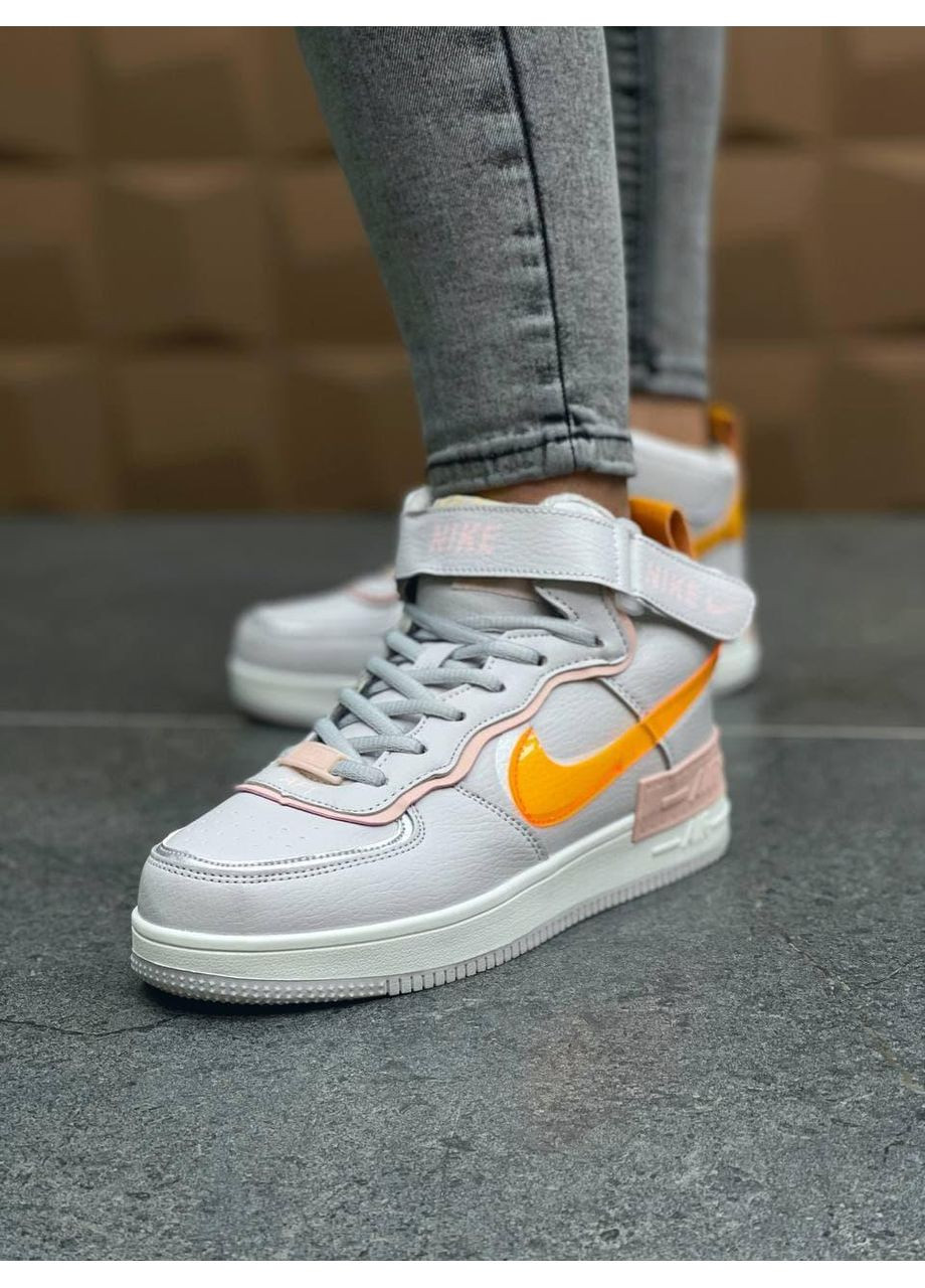 Сірі Зимовий кросівки чоловічі nike air force shadow grey yellow найк аір форс 1 преміум No Brand