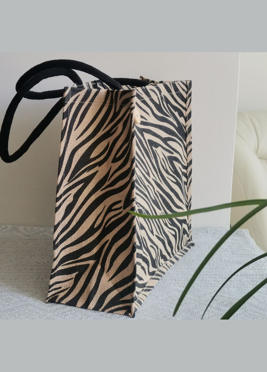 Сумка джутовая натуральная шоппер эко принт зебры a-3250 Silk Route (302312014)