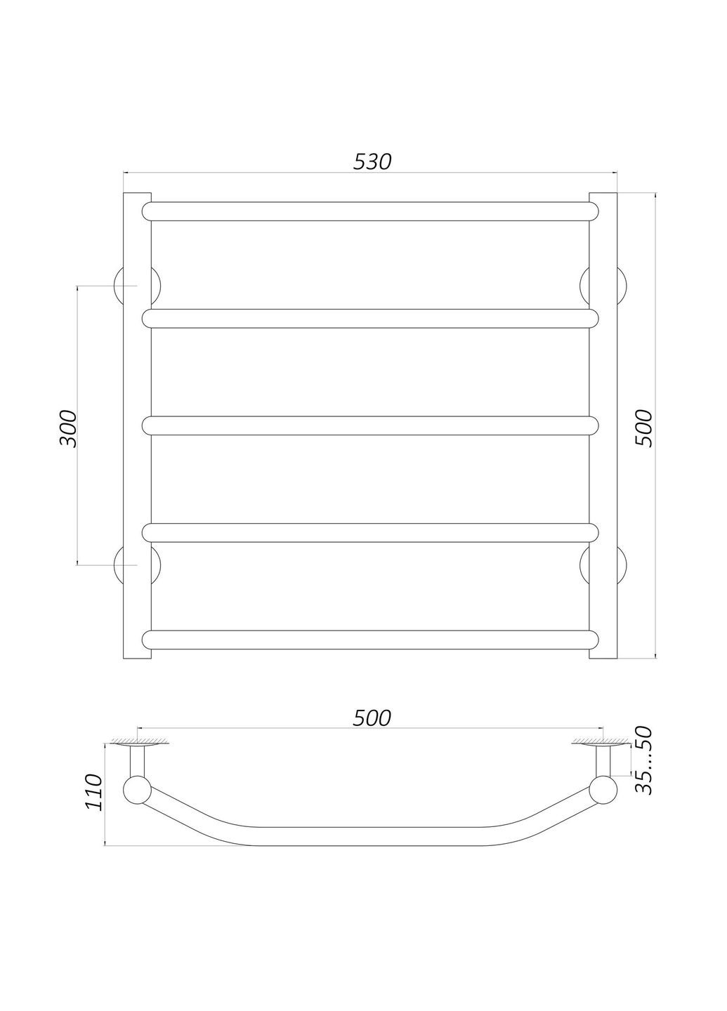 Рушникосушарка LT W 500-500-5 Драбинка Трапеція вода UNIO (299997887)