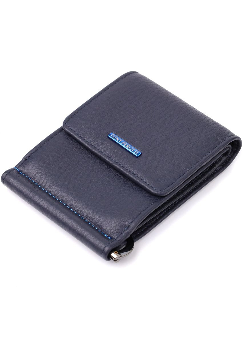 Вертикальний чоловічий затискач із зернистої натуральної шкіри 20862_1 (3595 navy) Tony Perotti (371734931)