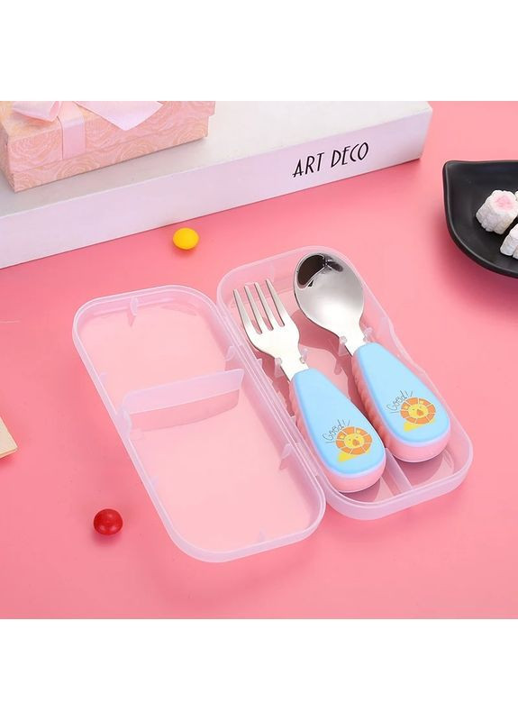 Детский набор столовых приборов в футляре Good, ложка и вилка из нержавеющей стали, с 12 месяцев, голубой More (369156997)