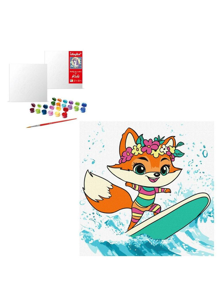 Набор для росписи для детей "Лето. Лисичка ловит волну", 25×25 см (KHO1248) Ідейка (339402490)
