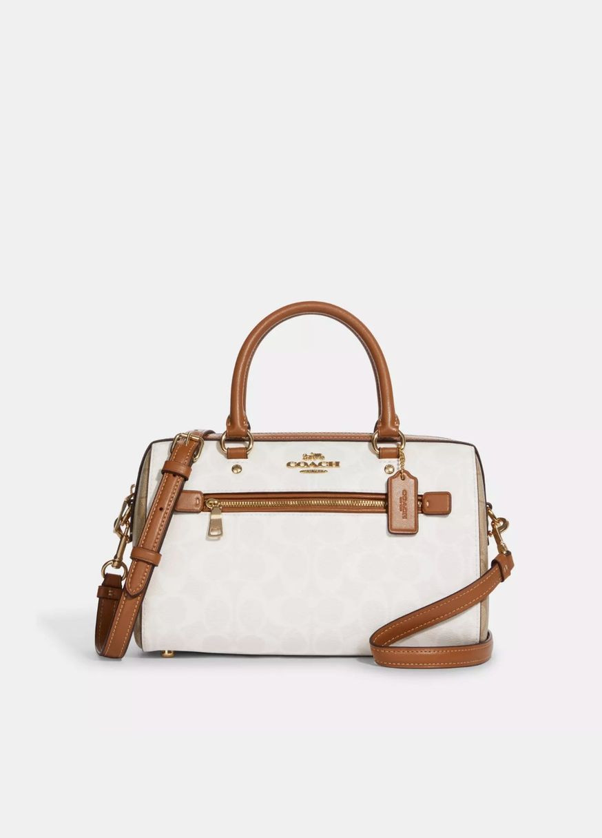 Сумка Coach Rowan Satchel In Blocked Signature Canvas Glacier White Multi (Ca149) (315342043)