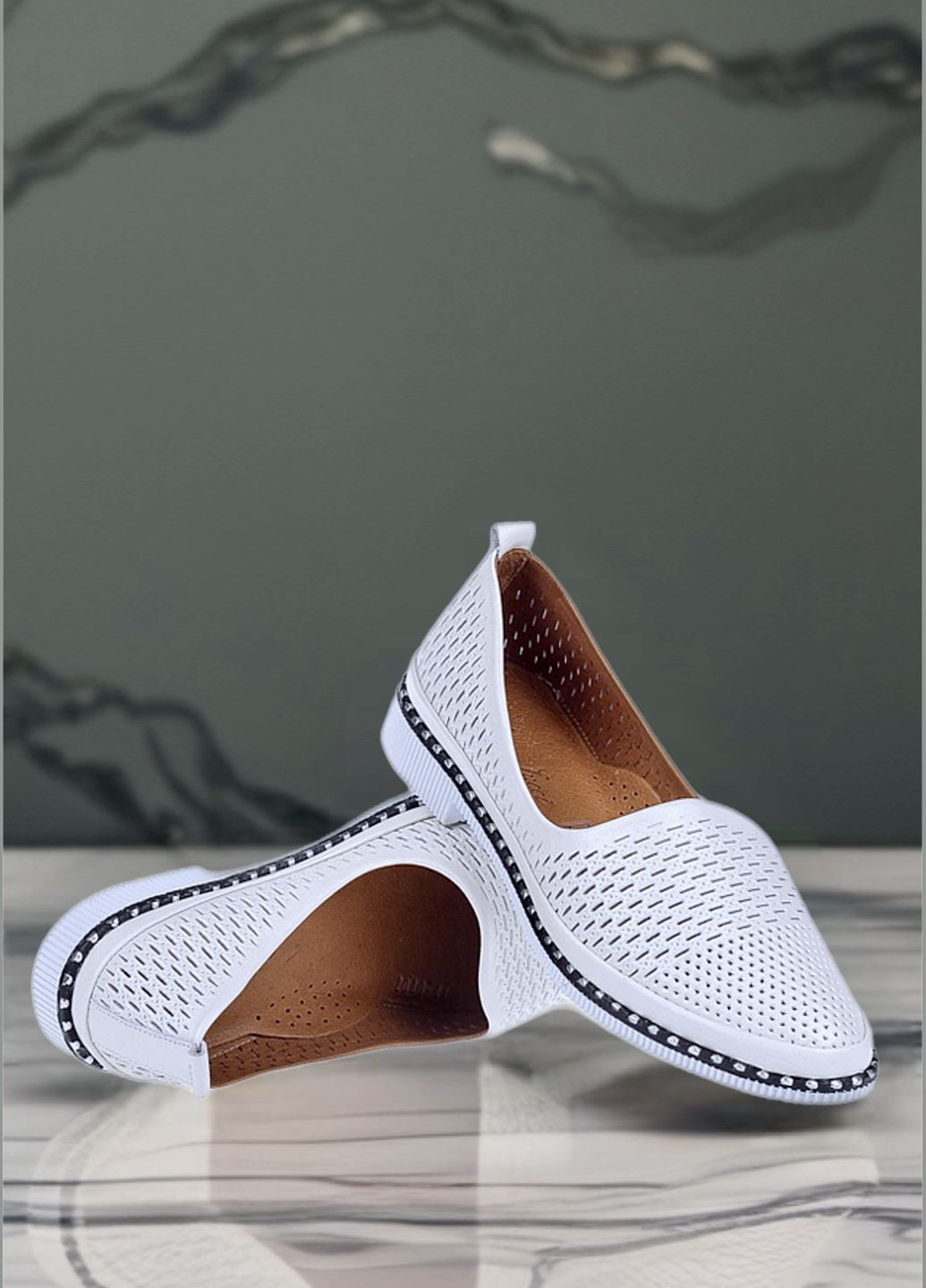 Жіночі балетки | білі натуральна шкіра (331152860)