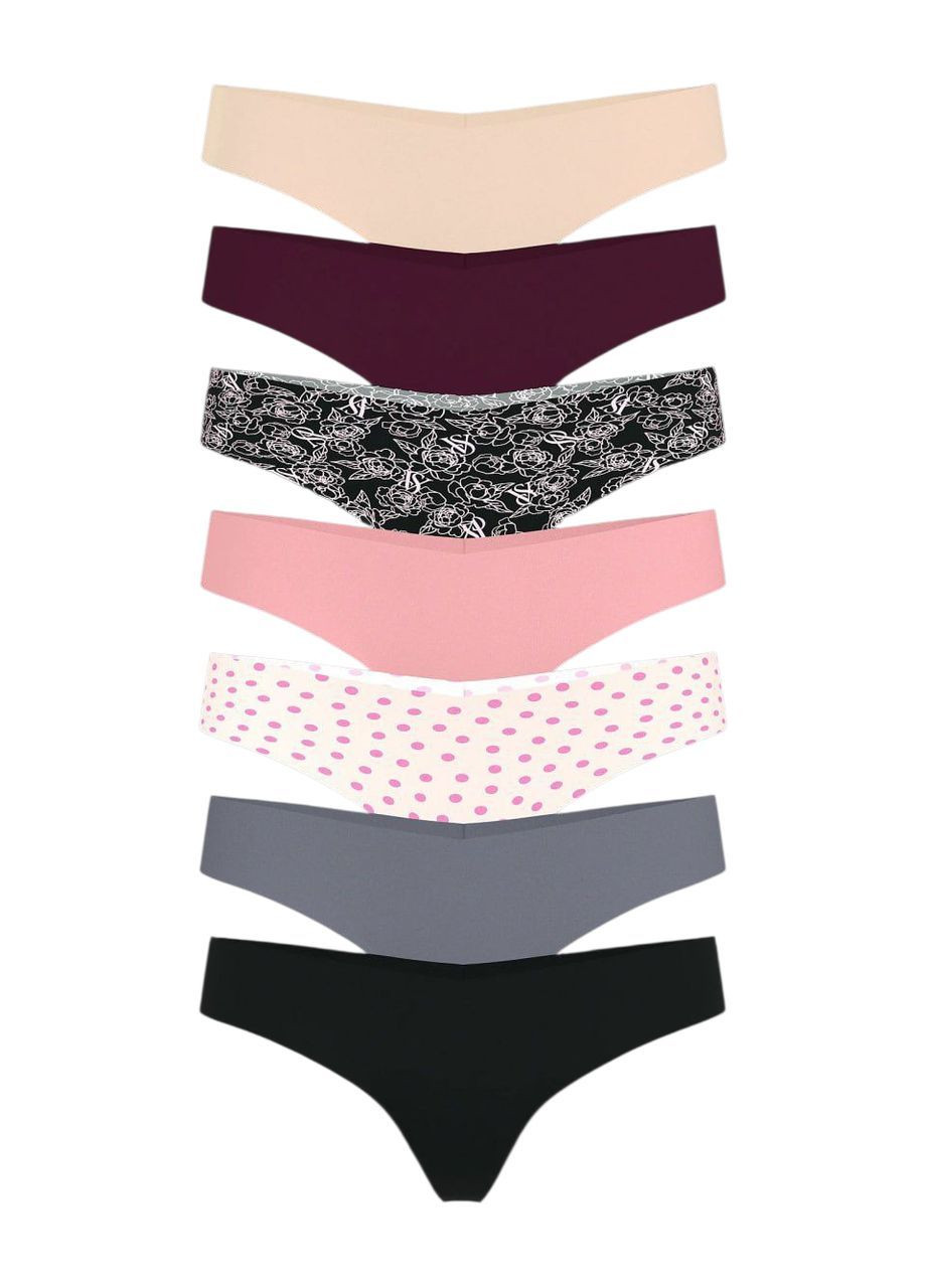 Набор 7 шт бесшовные трусики стринг танга Victoria's Secret стрінг (366447266)