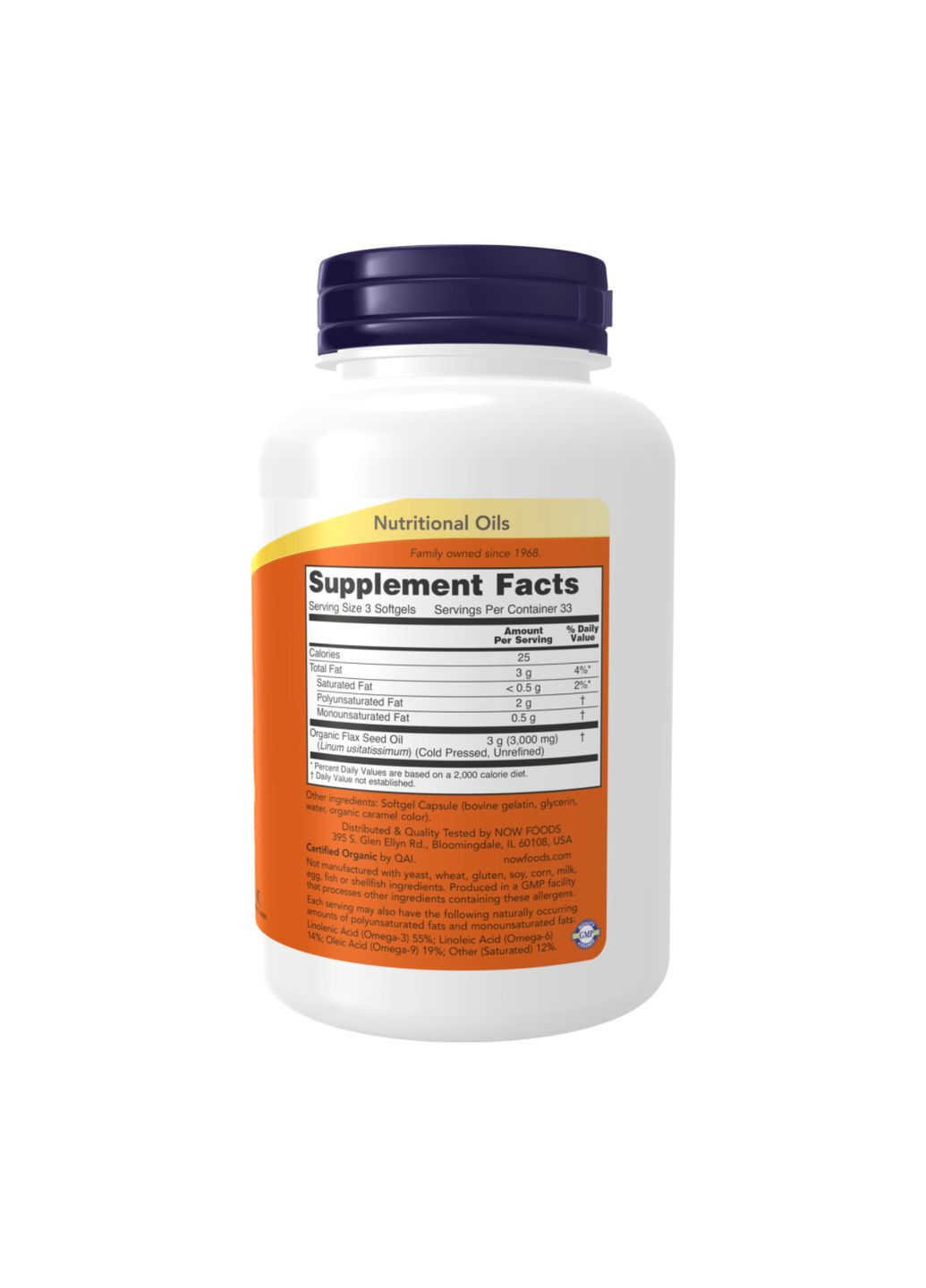 Лляна олія Flax Oil 1000mg - 100 softgels Now Foods (323137178)