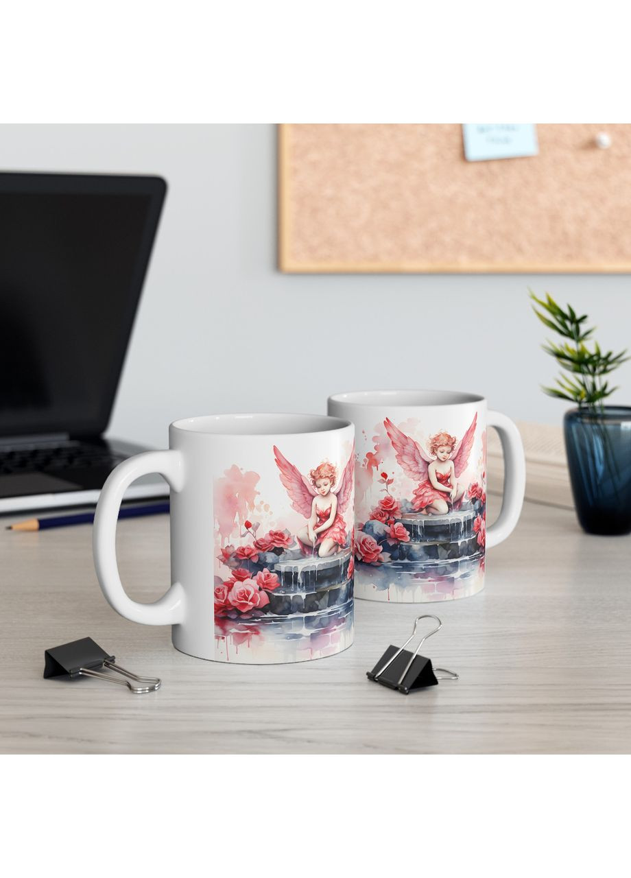 Керамическая чашка с дизайном "Фея с розовыми крыльями" No Brand (368671793)
