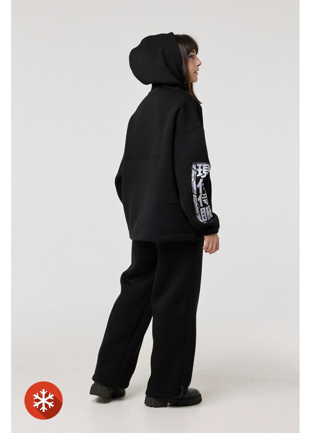 Жіноче худі з вшитою балаклавою та вишивкою, чорне ТУР (372519835)