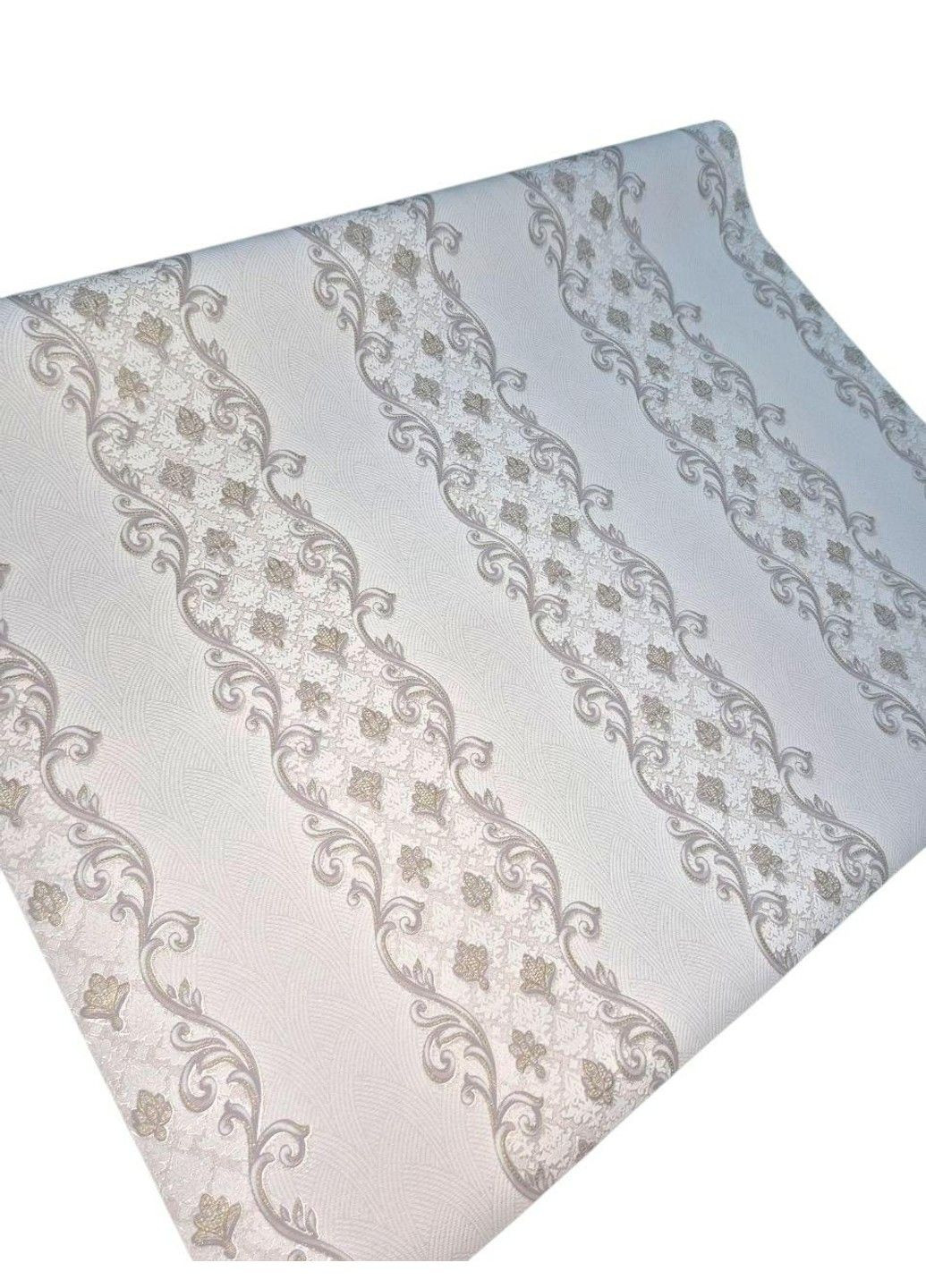 Шпалери вінілові флізелінові в спальню, коридор, зал, вітальню, дитячу кімнату 10.05×1.06 м Слов’янські шпалери 3684-01, бежеві Слов'янські шпалери (340275467)