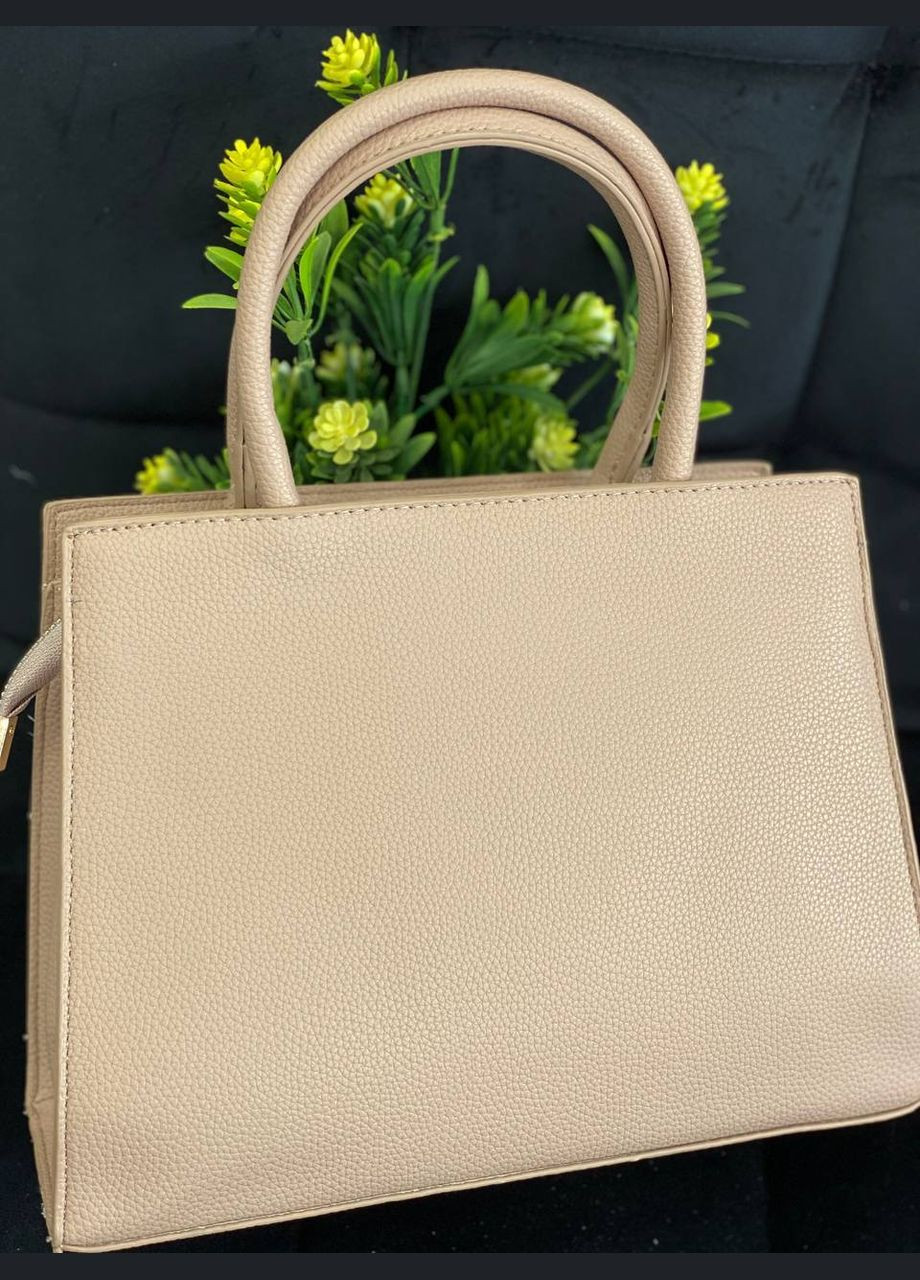 Женская деловая сумка из пористой эко-кожи бежевого цвета 32070 Fashion (338187856)