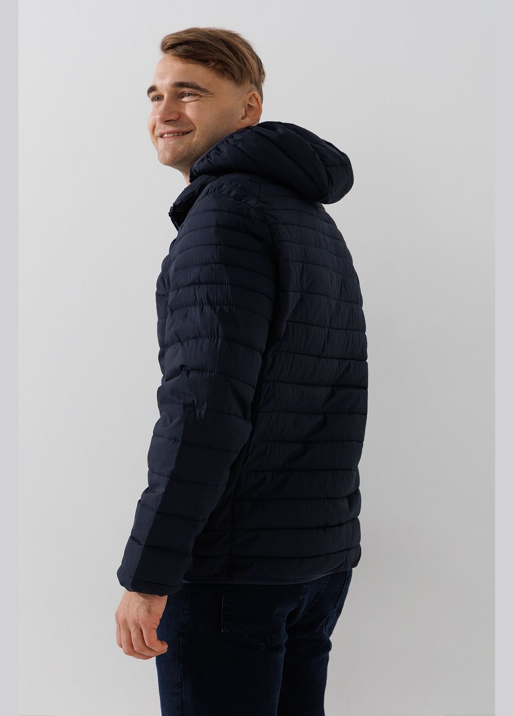 Синяя демисезонная куртка однотонная мужская 2321 shop (2000990914569) No Brand