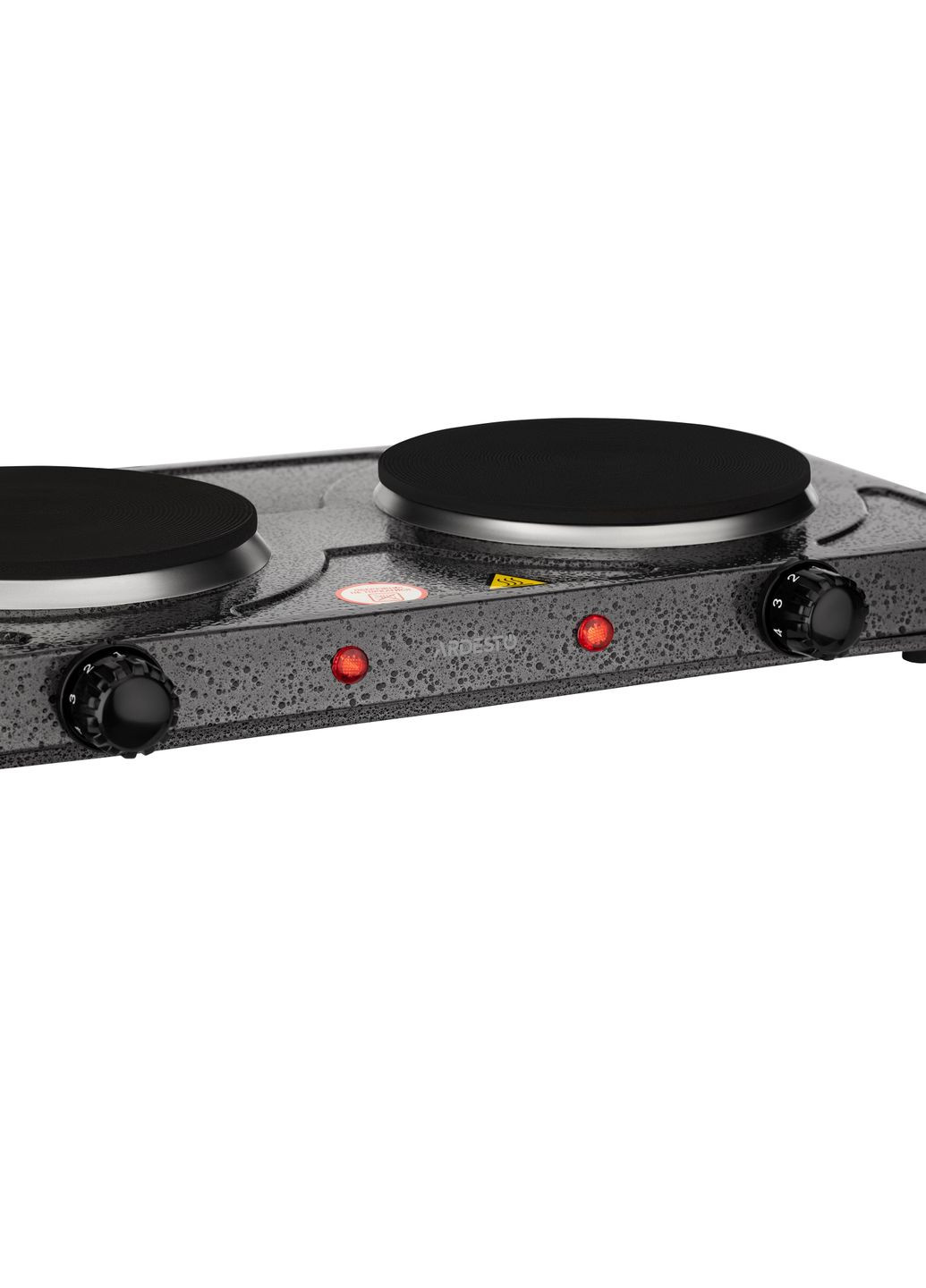 настольная плита ecs-j220g, graphite, 2000w, электрическая, 5 режимов, 2 конфорки, эмаль, индикатор нагрева Ardesto