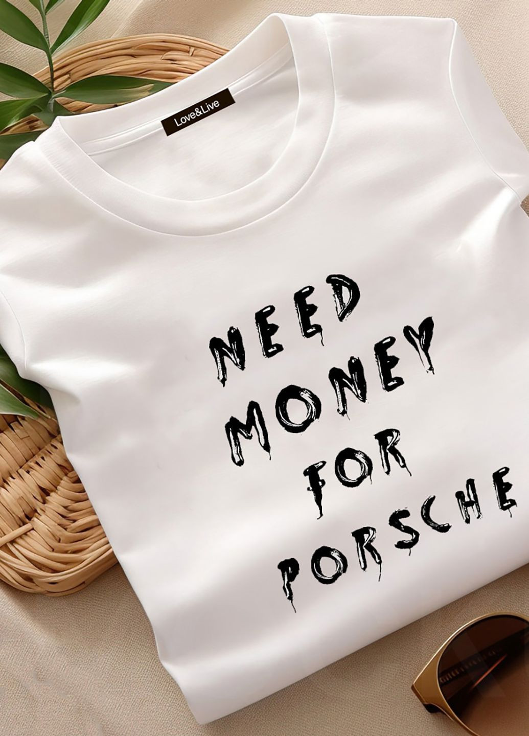 Біла демісезон футболка жіноча біла need money for porsche Love&Live