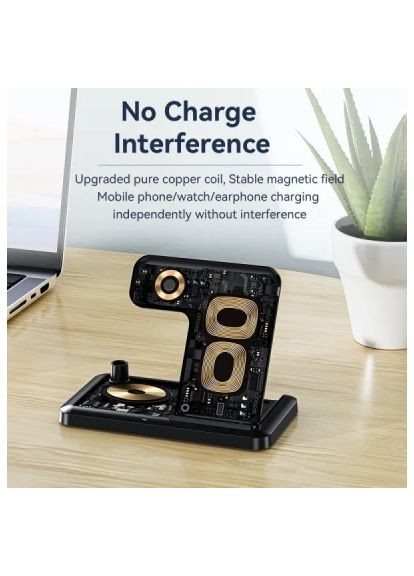 Зарядний пристрій (EWXZM-JC01-Z) Essager 4-in-1 wireless charger 15W foldable desktop black (370017603)