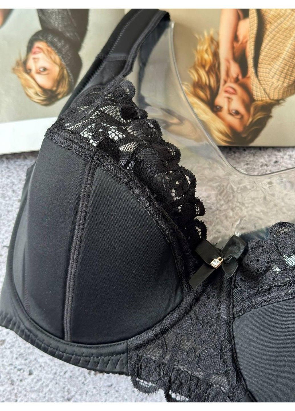 Чёрный бюстгальтер h тонкий поролон черный ORIETTA AVEC