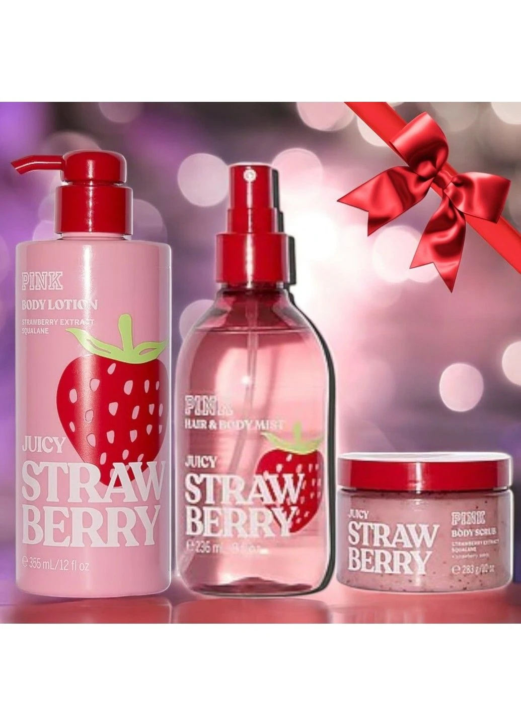 Набор Juicy Strawberry Fragrance Mist + Scrub + Lotion Victoria's Secret (328267443)