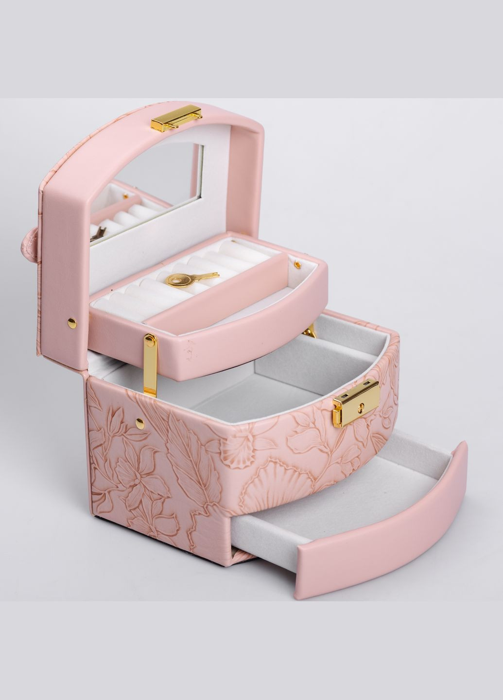 Кейс-ящик для украшений с замком 15,5х11,5х11,5 см, розовый Yiwu (324069913)