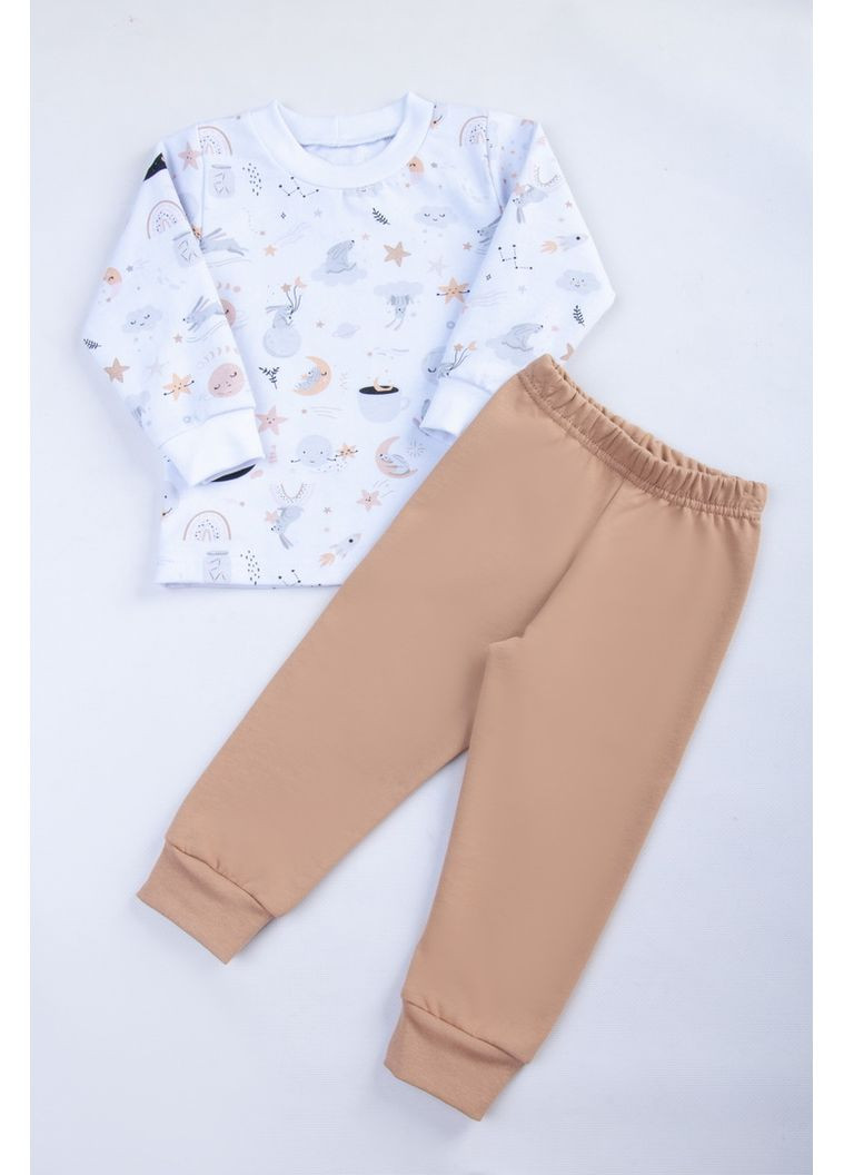 Комбинированная пижама для девочек 02-8135-09д 80 см темно-бежевый зайчики Авекстекс
