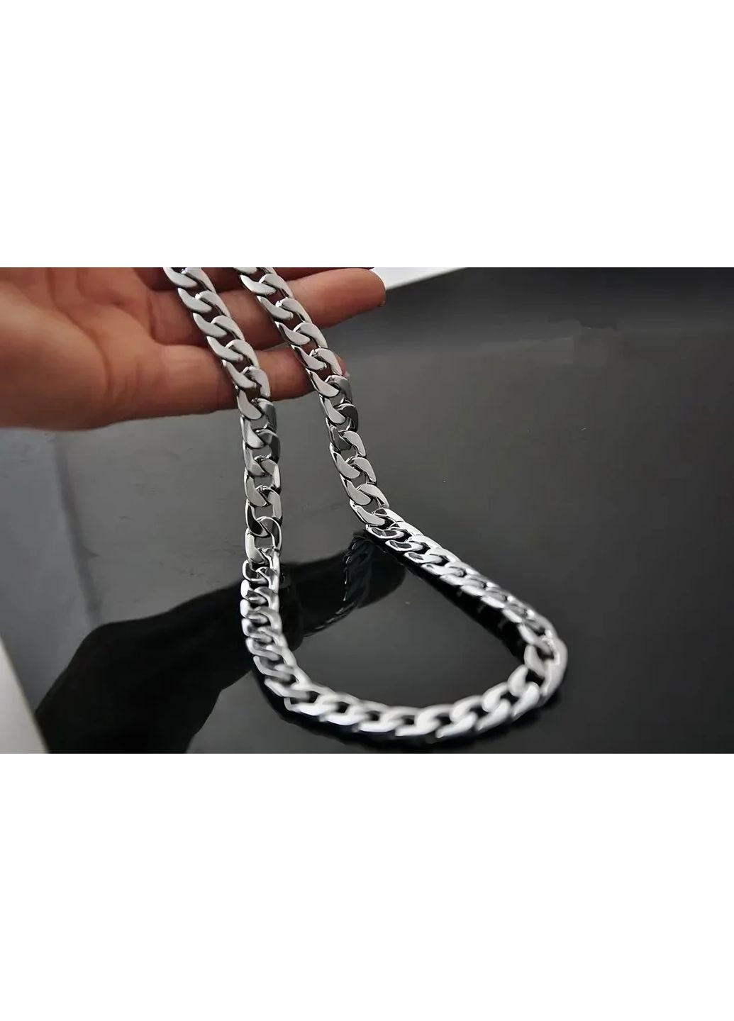 Колір Срібний ланцюжок чоловічий на шию 60 см/6 мм, Ланцюг на шию чоловічий Ц-2 AAA (358935421)