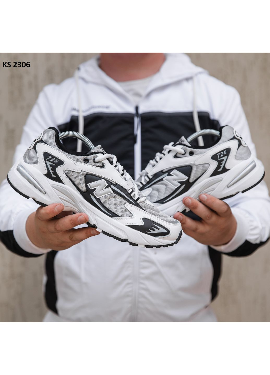 КРОССОВКИ ЖЕНСКИЕ NEW BALANCE 725 WHITE GRAY НЬЮ БЕЛАНС 725 No Brand белые демисезоны (368867651)