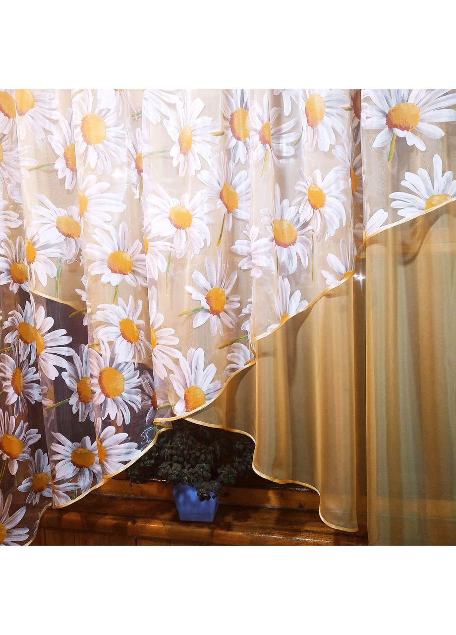 Кухонная занавеска Стелла песочный ромашка No Brand (372133936)