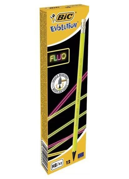 Карандаш BiC Evolution Флуоресцентний з гумкою - No Brand bc942882 (371926047)