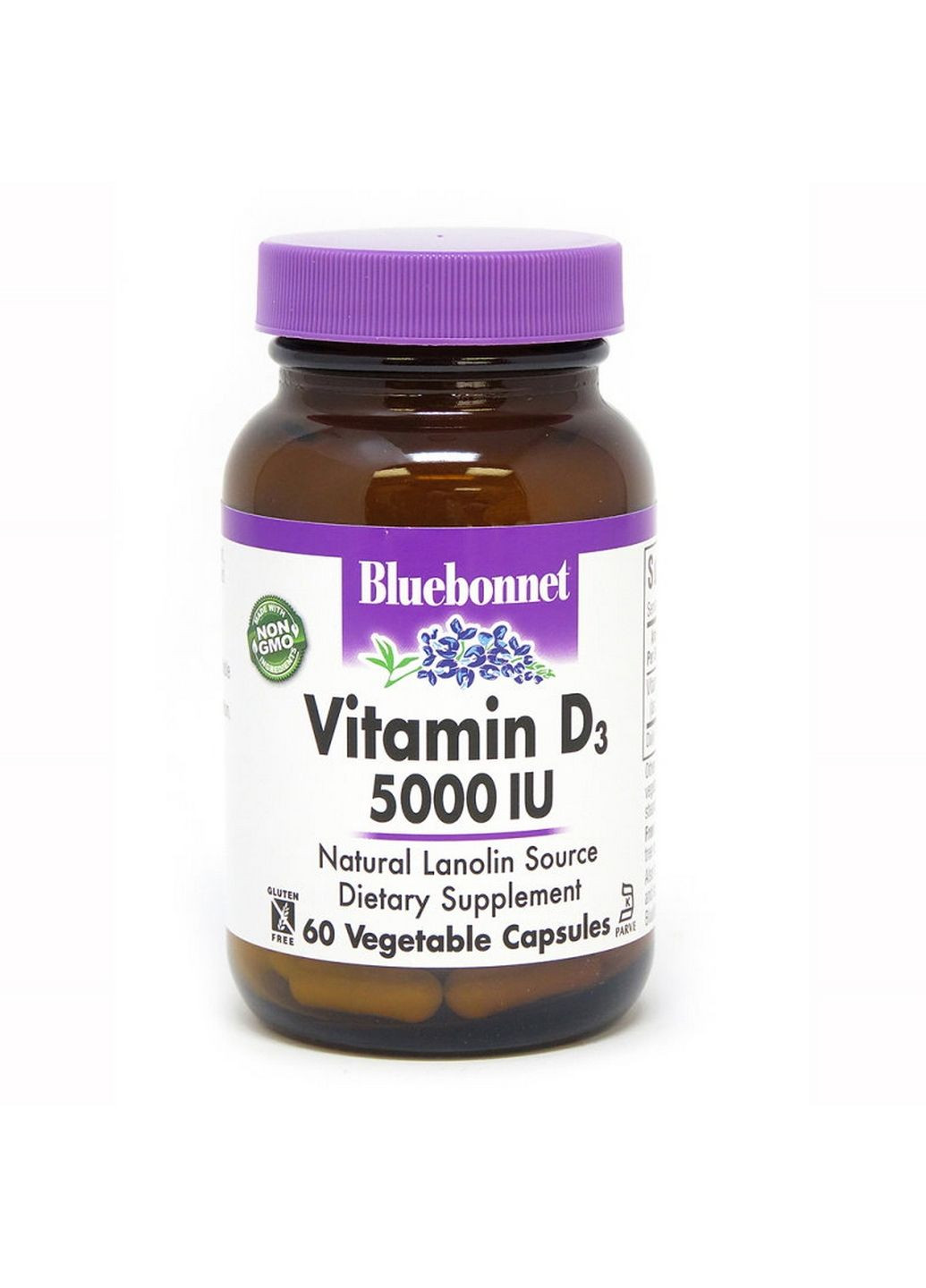 Вітаміни та мінерали Vitamin D3 5000 IU, 60 вегакапсул Bluebonnet Nutrition (293341240)