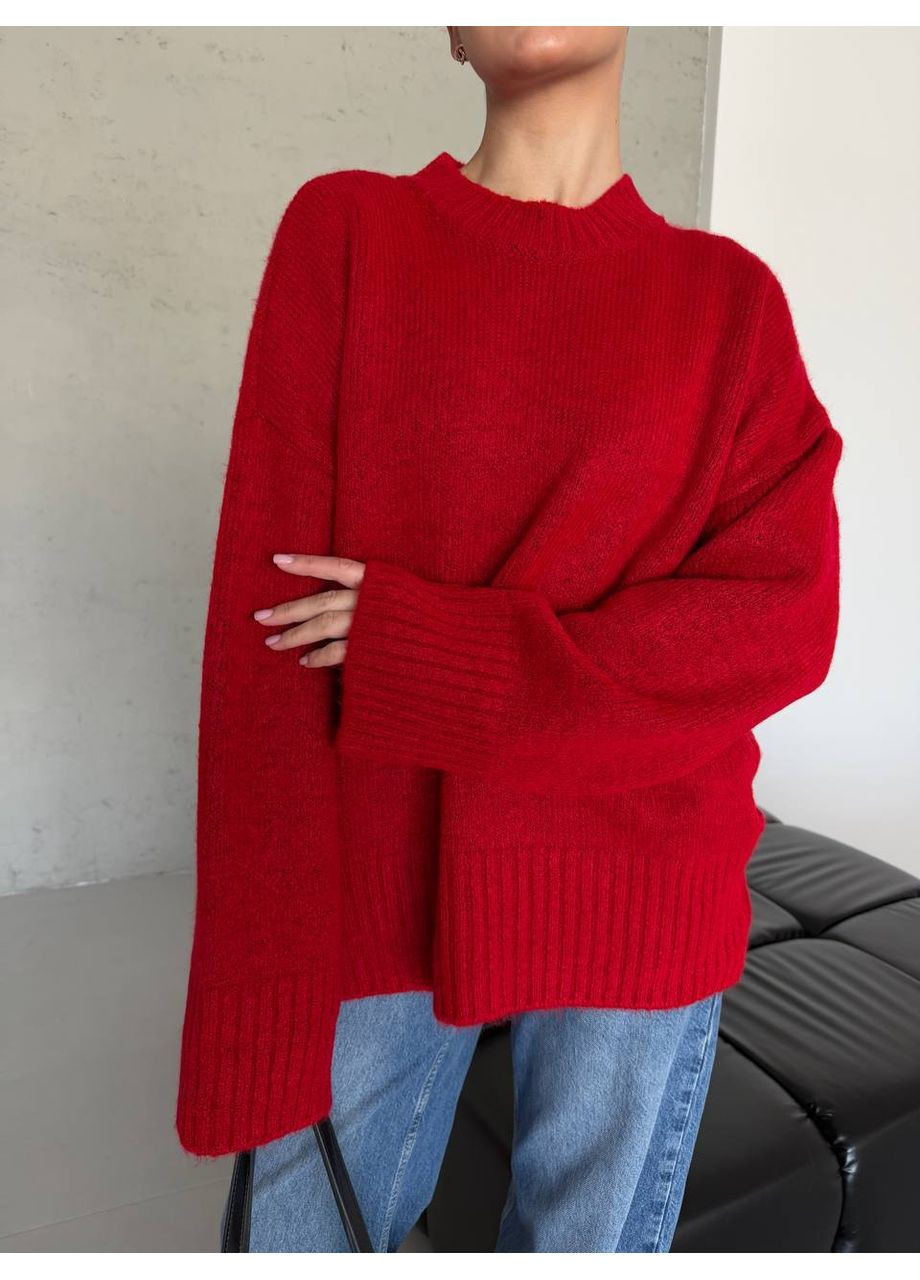 Червоний стильний в'язаний жіночий светр No Brand Б1466-095/1
