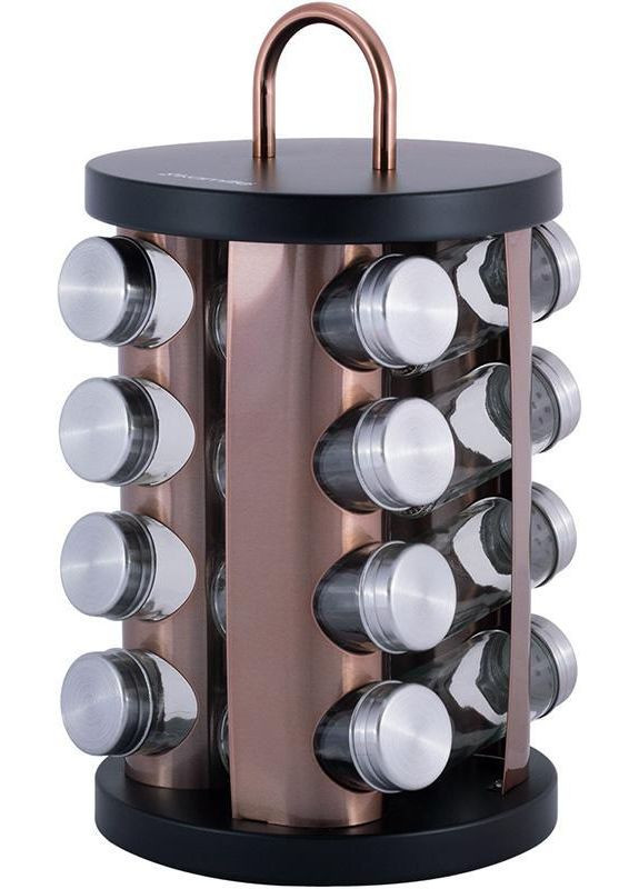 Набір ємностей для спецій Spice Rak 16 спецовників на круглій підставці 28х19х19см Kamille (339777148)