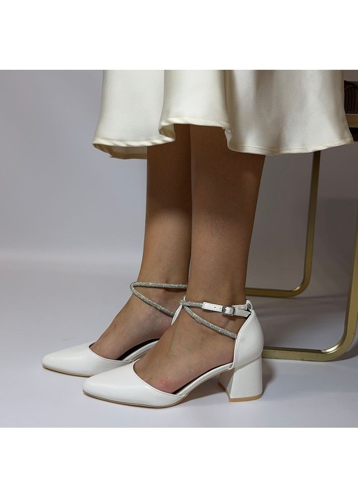 No Brand Женские туфли Свадебные кожаные с камнями 6 см белый з искусственная кожа, — (351394293)