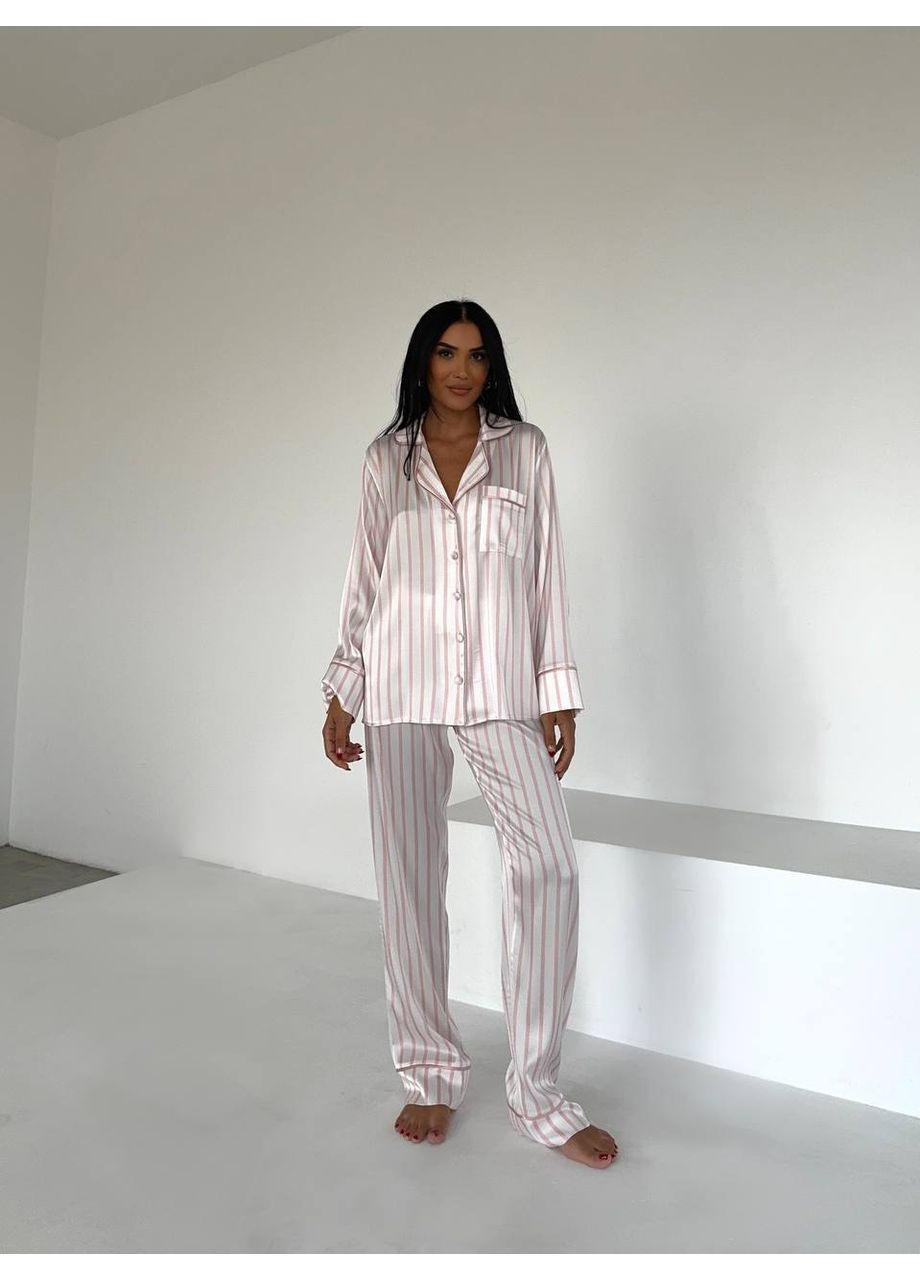 Біла піжама сатин,сорочка на ґудзиках та штани Україна