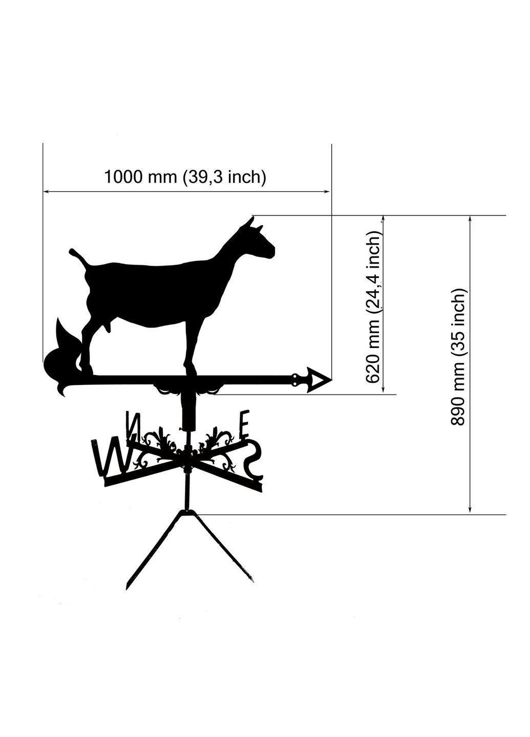 Флюгер на будинок Коза №2, флюгер на дах з металу 3 мм. No Brand (368896295)