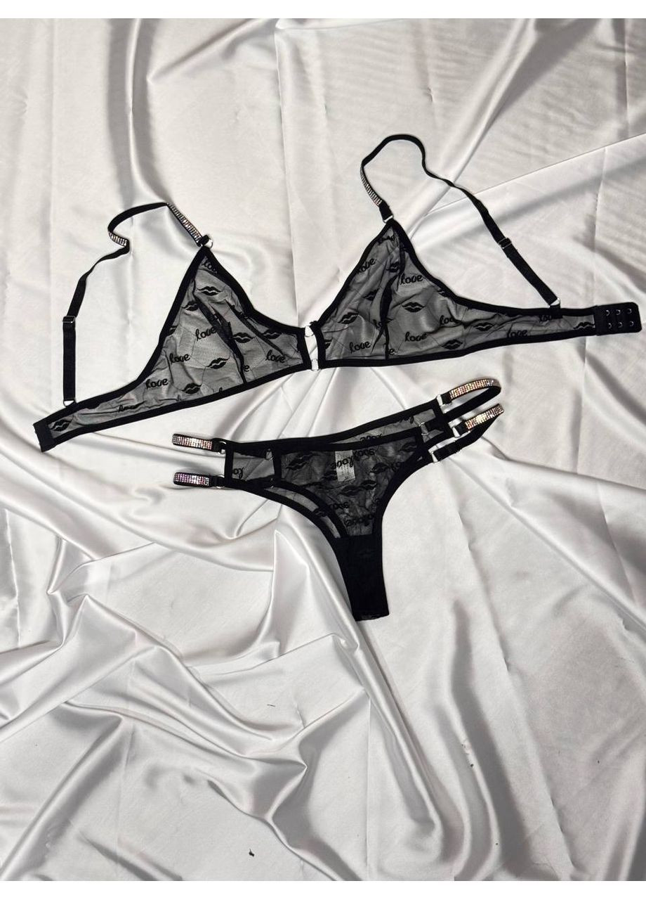 Черный комплект белья женский на чашку в/с черный No Brand