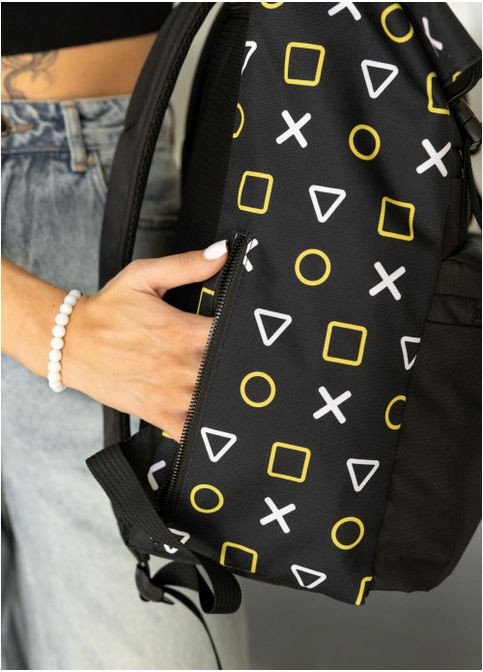 Женский рюкзак ролл-топ с отделением под ноутбук Черный с принтом (11350301641) Sambag (361244877)